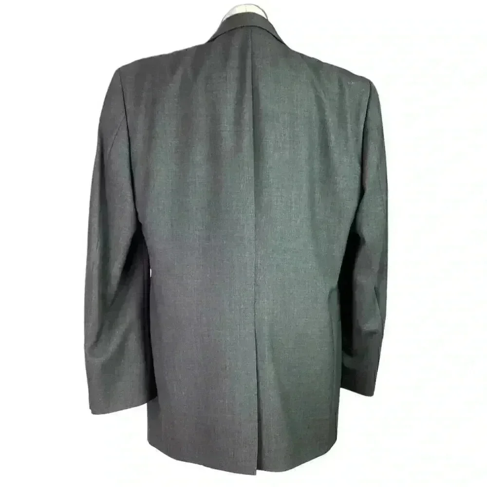 Stafford Men 46L Long 2 Button Sport Coat Blazer Jacket Gray Poly Wool Blend VTG